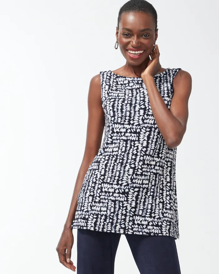 Chico039s Travelers Pebble Print Tank River Rock Women Tops