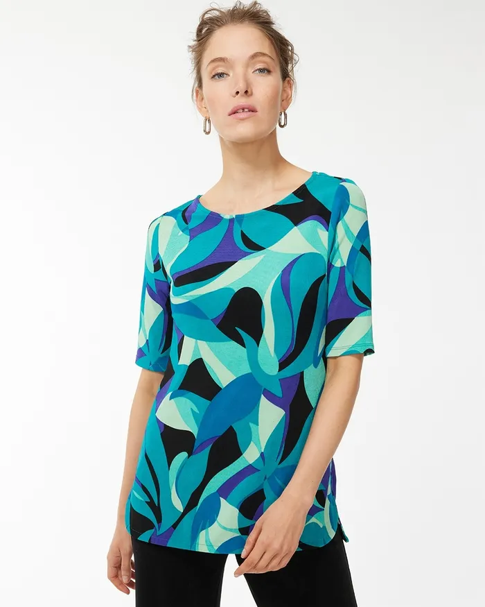 Chico039s Travelers Print Hem Detail Tunic Travelers Harbour Green Women Tops