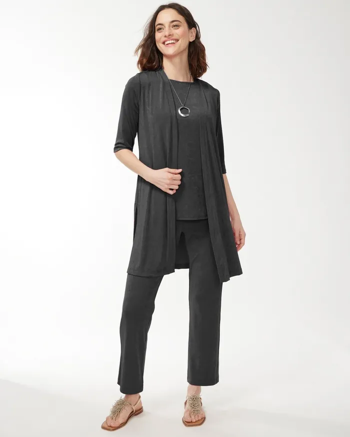 Chico039s Travelers Side Slit Cardigan Travelers Black Women Jackets and Coats