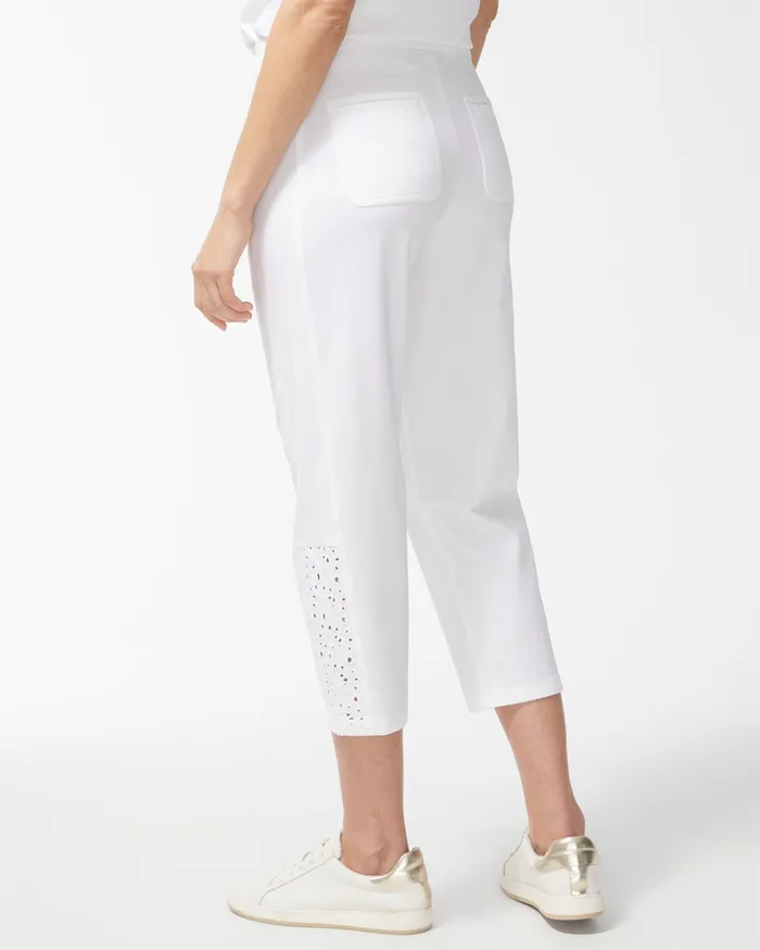 Chico039s Zenergy Neema White Eyelet Crops Alabaster Women Matching Sets