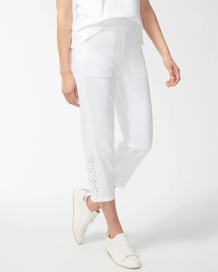 Chico039s Zenergy Neema White Eyelet Crops Alabaster Women Matching Sets