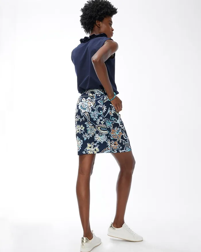 Chico039s Zenergy UPF Print Side Pocket Skort Classic Navy Women Matching Sets