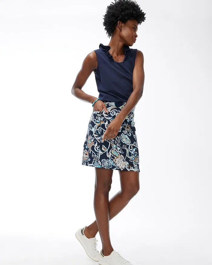 Chico039s Zenergy UPF Print Side Pocket Skort Classic Navy Women Matching Sets