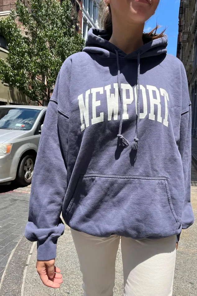 Christy Newport Hoodie Faded Navy Blue Women Brandy Melville Sweatpants and Sweatshirts