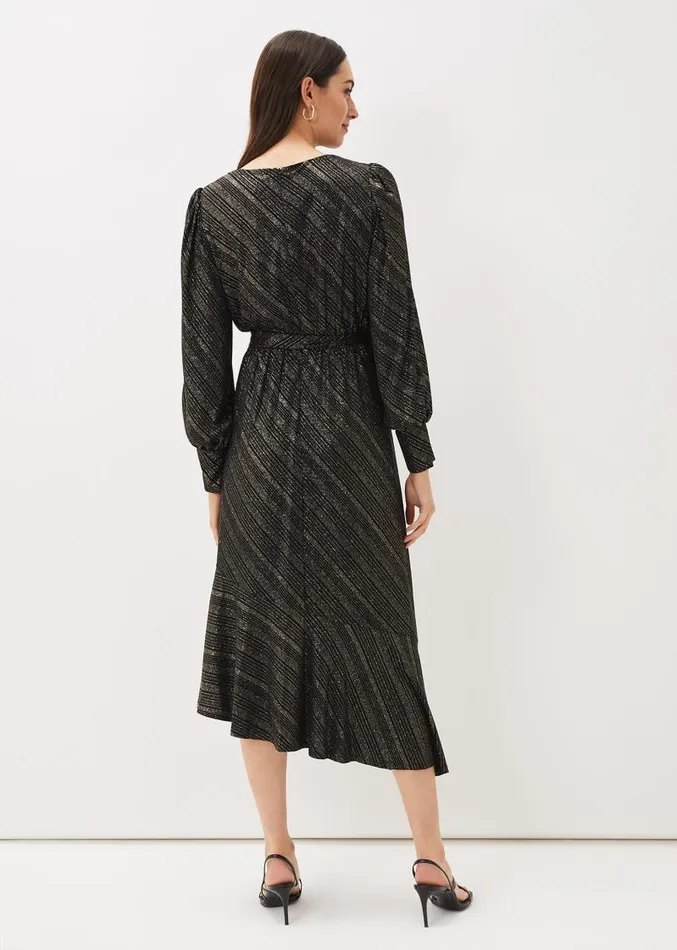 Clairette Asymmetric Sparkle Dress Black Women Phase Eight Dresses