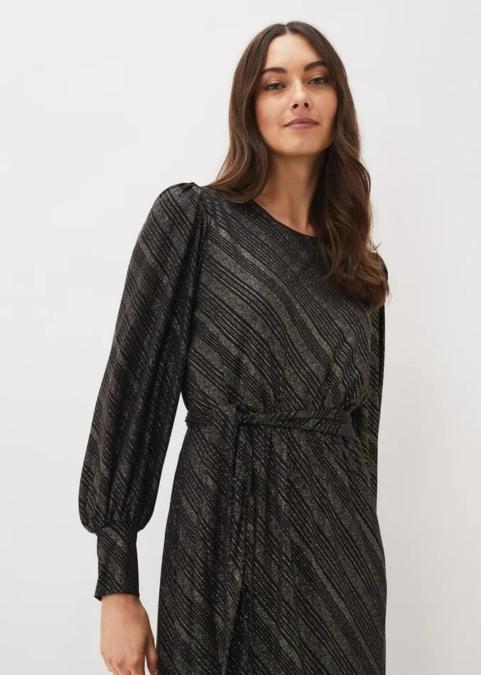 Clairette Asymmetric Sparkle Dress Black Women Phase Eight Dresses