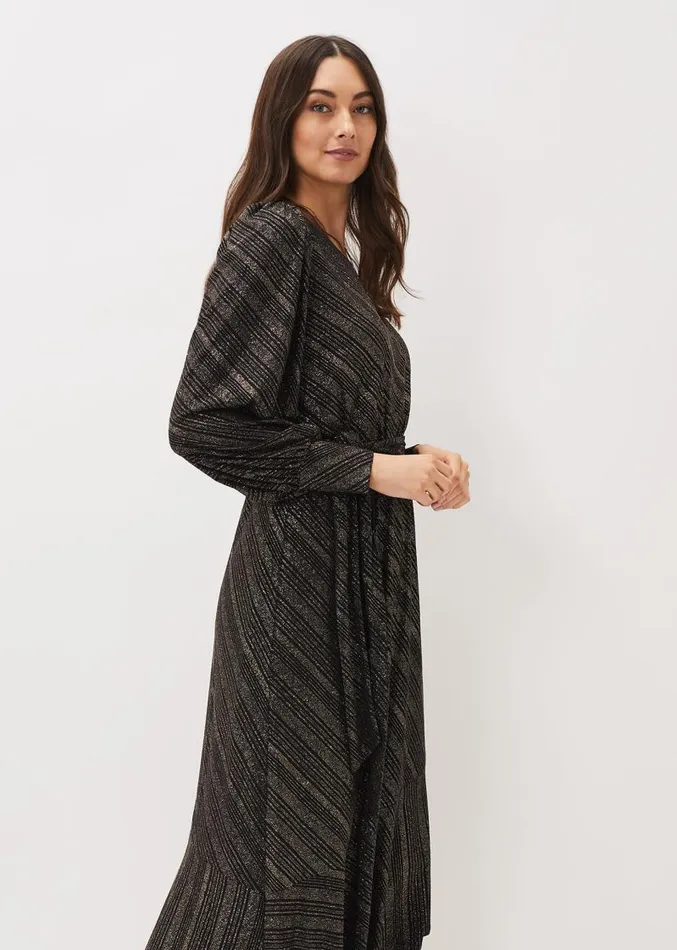 Clairette Asymmetric Sparkle Dress Black Women Phase Eight Dresses
