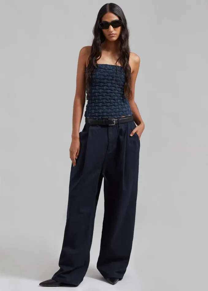 Clothing WomenMen The Frankie Shop Drew Denim Pants 8211 Navy