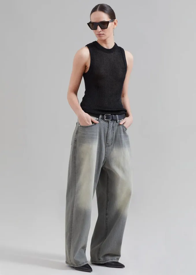 Clothing WomenMen The Frankie Shop Kane Wide Jeans 8211 Grey Wash