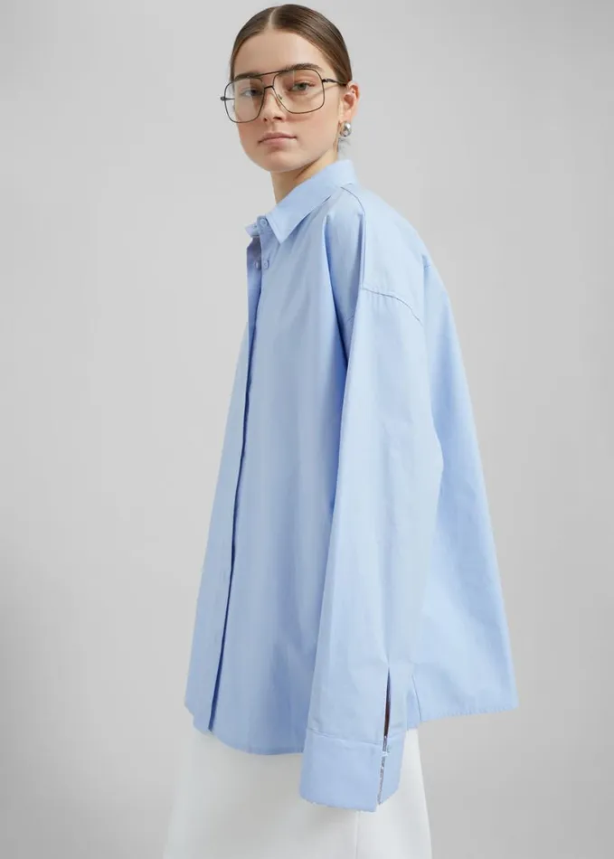 Clothing Women The Frankie Shop Aniston Button Up Shirt 8211 Sky