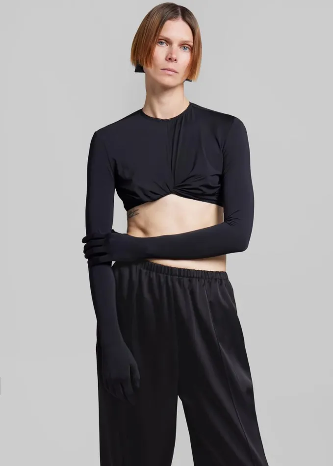 Clothing Women The Frankie Shop Anna October Maia Crop Top With Gloves 8211 Black