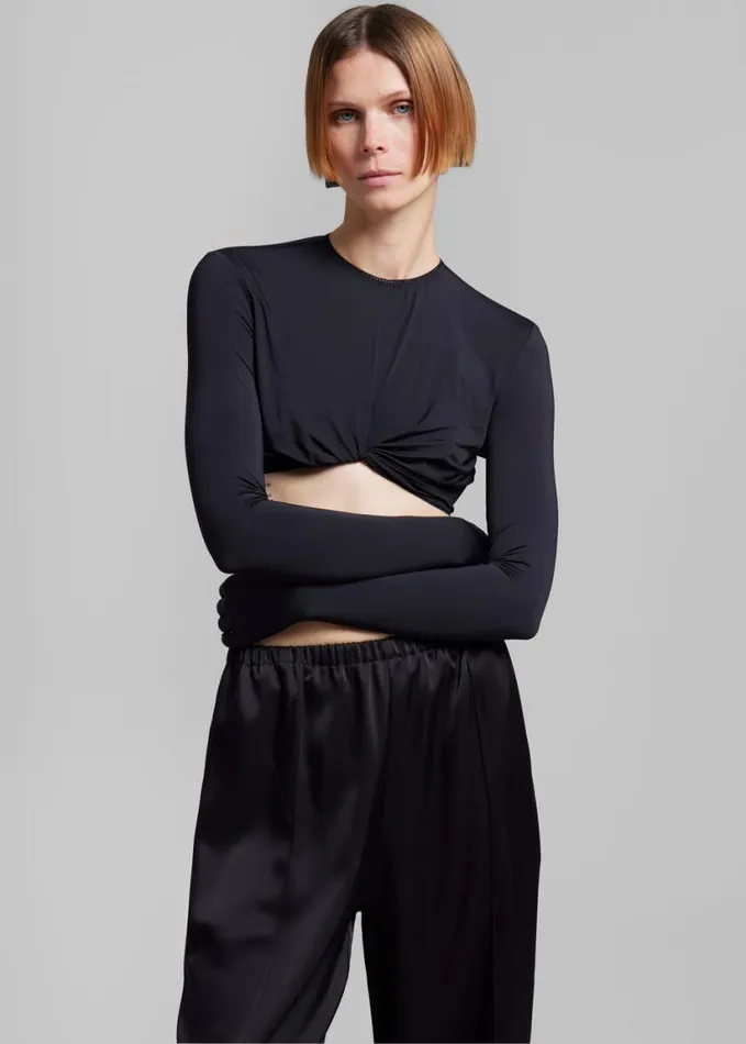 Clothing Women The Frankie Shop Anna October Maia Crop Top With Gloves 8211 Black