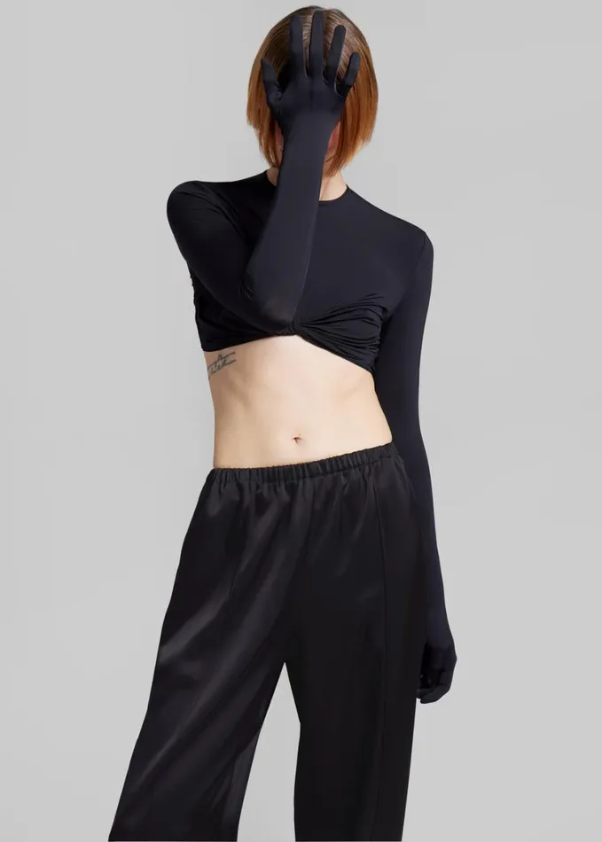 Clothing Women The Frankie Shop Anna October Maia Crop Top With Gloves 8211 Black