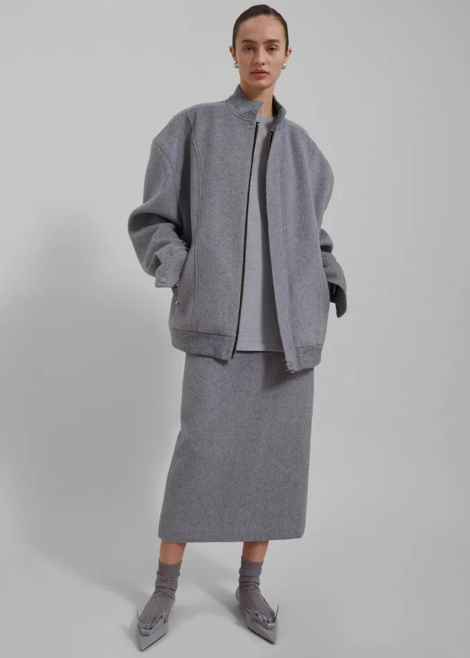Clothing Women The Frankie Shop Arley Oversized Bomber 8211 Light Grey