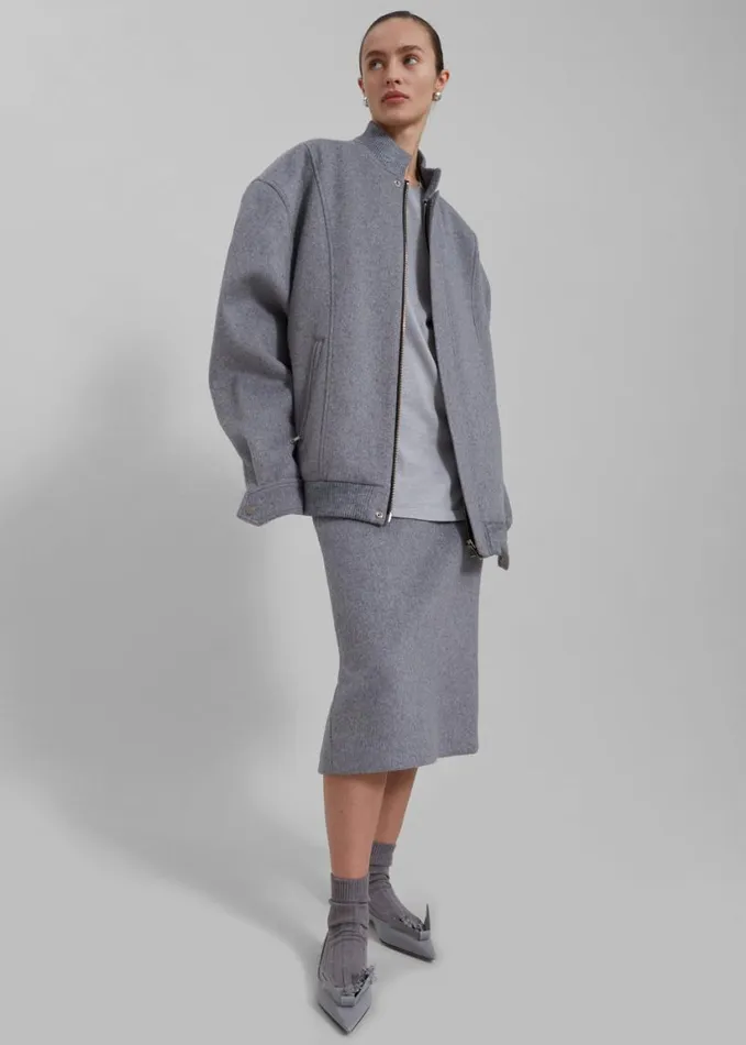 Clothing Women The Frankie Shop Arley Oversized Bomber 8211 Light Grey