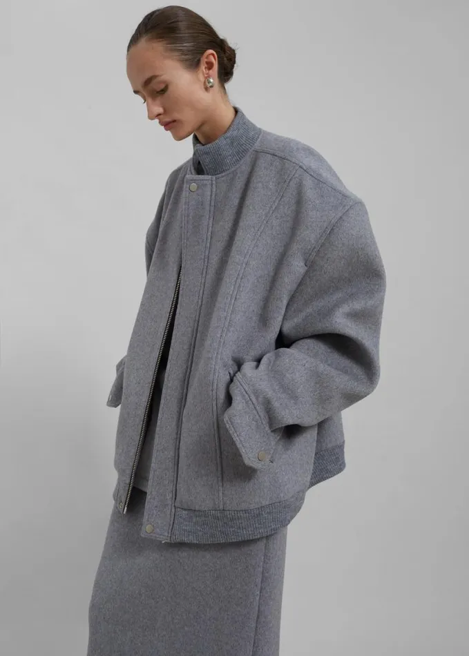 Clothing Women The Frankie Shop Arley Oversized Bomber 8211 Light Grey