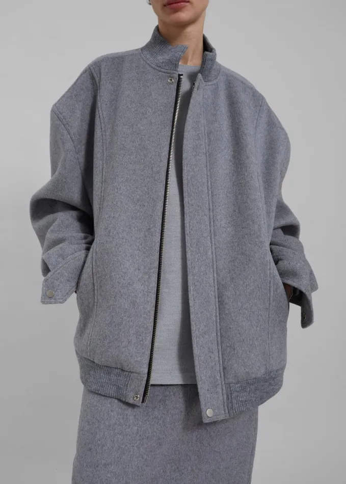 Clothing Women The Frankie Shop Arley Oversized Bomber 8211 Light Grey