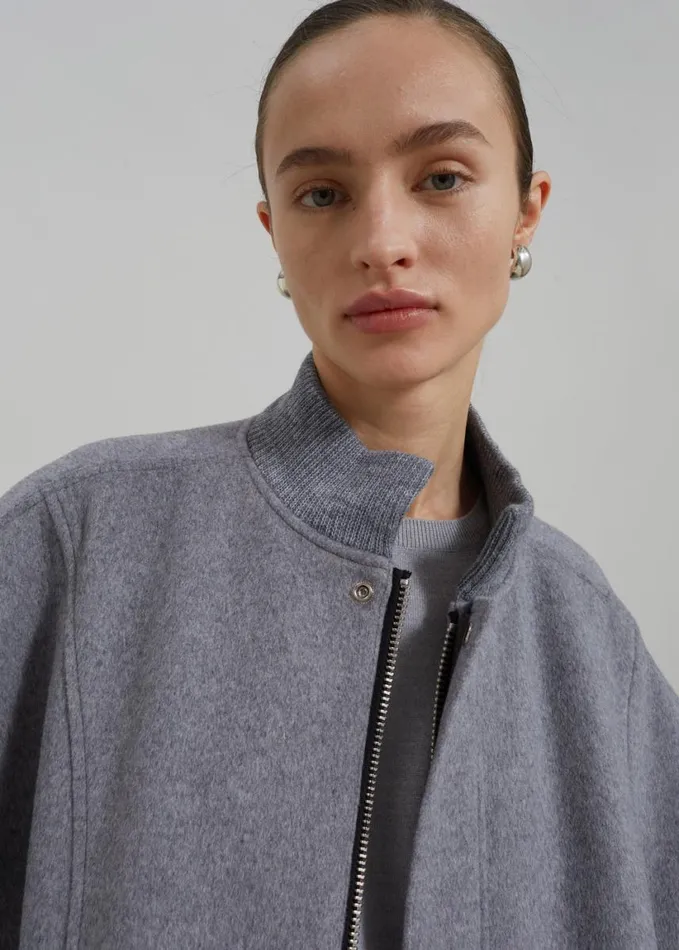 Clothing Women The Frankie Shop Arley Oversized Bomber 8211 Light Grey