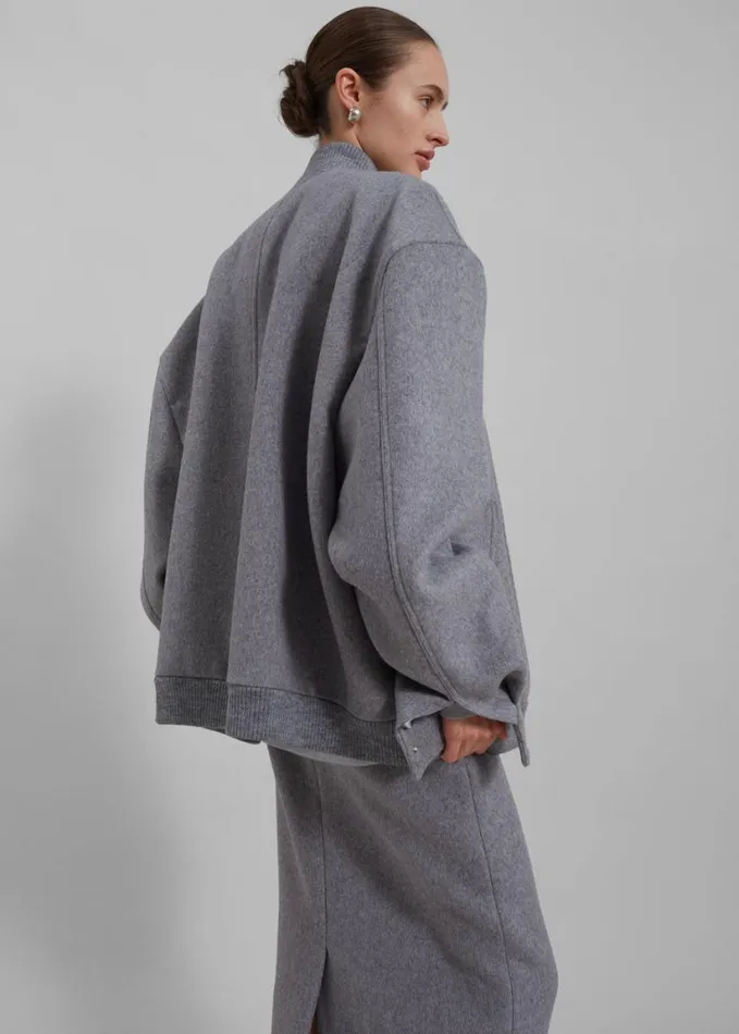 Clothing Women The Frankie Shop Arley Oversized Bomber 8211 Light Grey