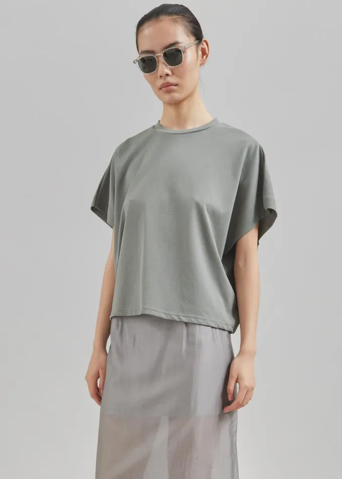 Clothing Women The Frankie Shop Aster Boxy TShirt 8211 Khaki