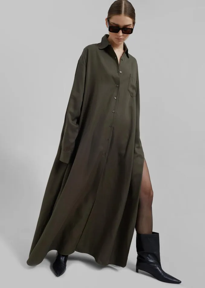 Clothing Women The Frankie Shop Avery Shirt Dress 8211 Khaki