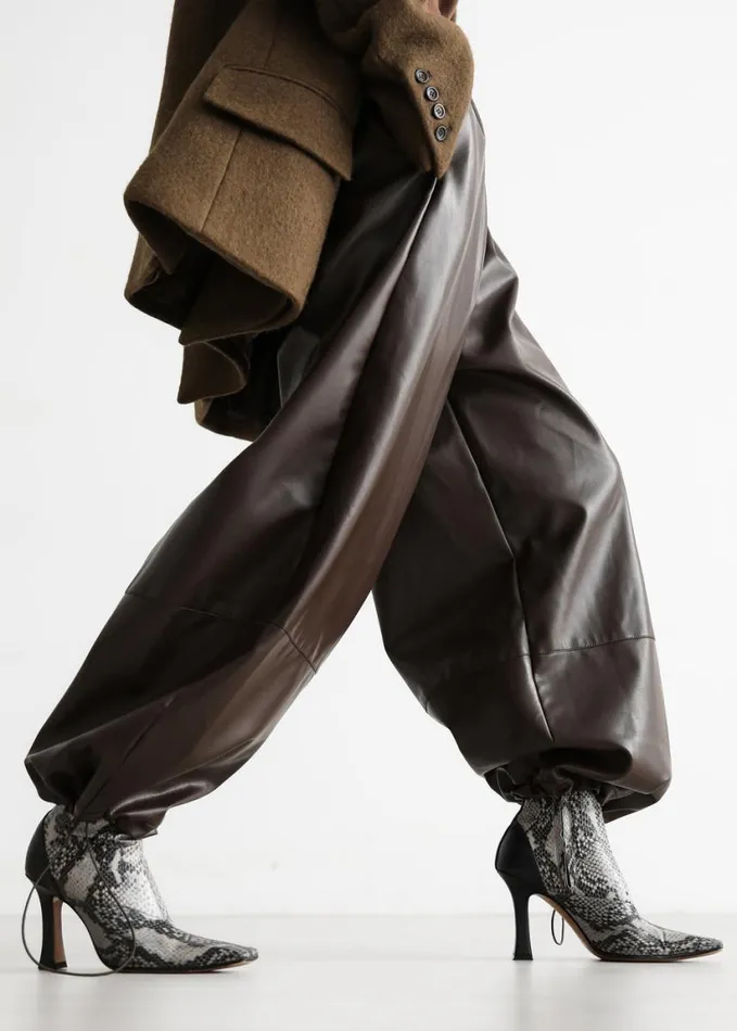 Clothing Women The Frankie Shop Briar Faux Leather Balloon Pants 8211 Brown