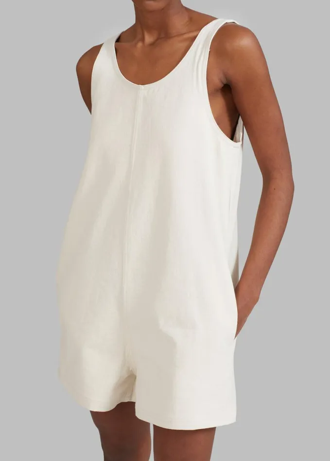 Clothing Women The Frankie Shop Claris Twill Romper 8211 Cream
