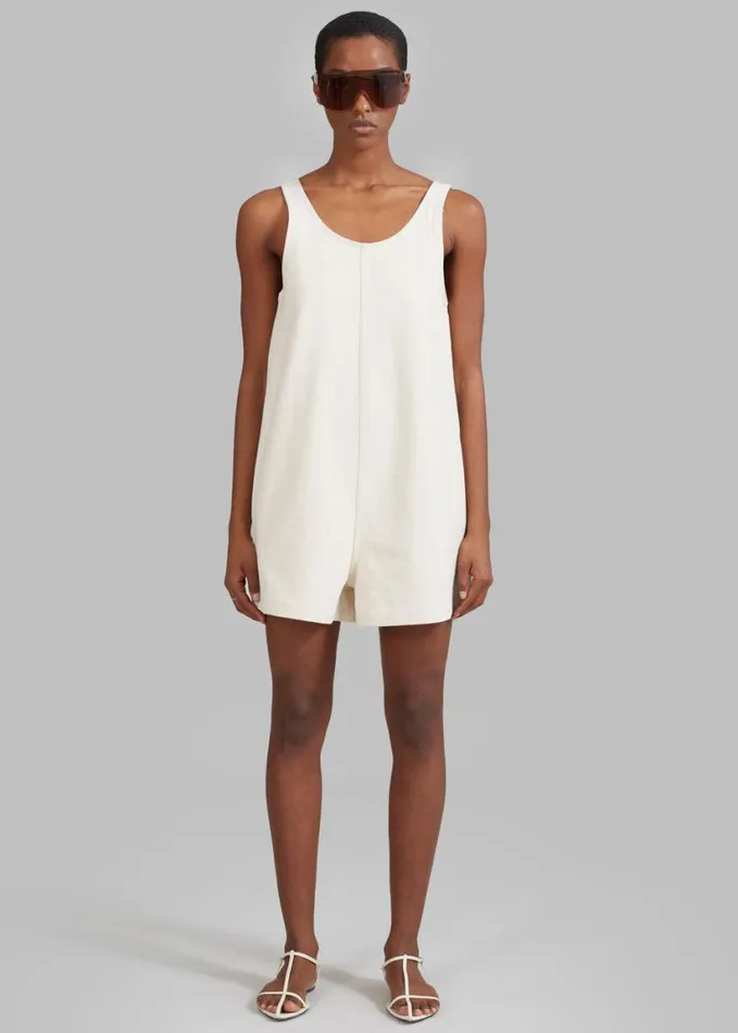 Clothing Women The Frankie Shop Claris Twill Romper 8211 Cream