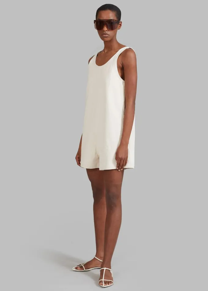 Clothing Women The Frankie Shop Claris Twill Romper 8211 Cream