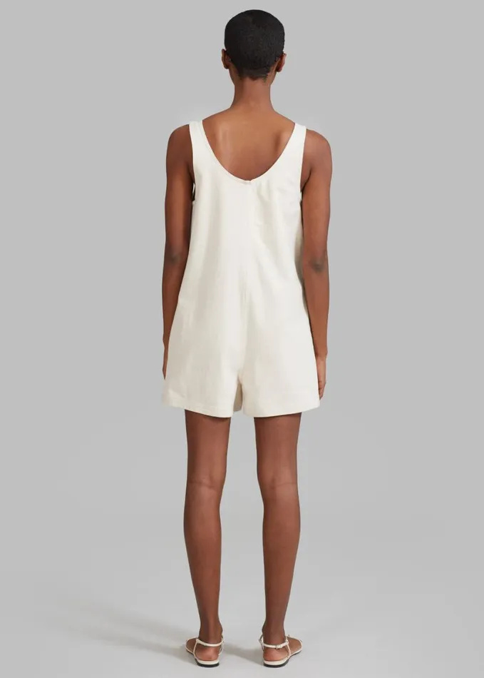 Clothing Women The Frankie Shop Claris Twill Romper 8211 Cream