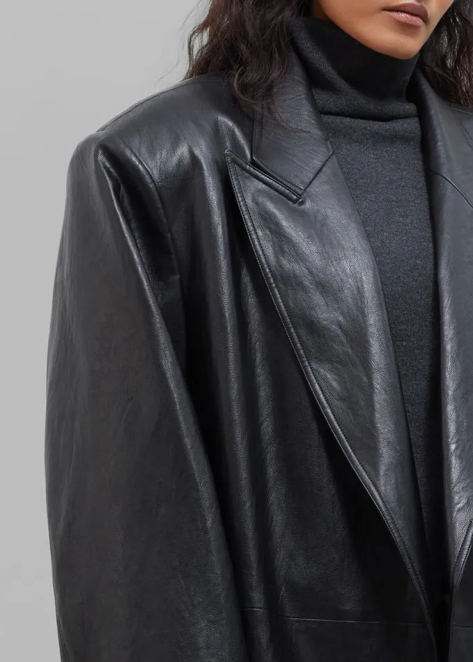 Clothing Women The Frankie Shop Connie Faux Leather Belted Trench Coat 8211 Black