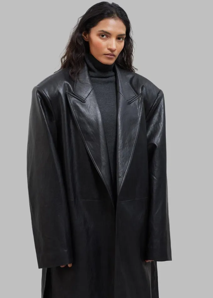 Clothing Women The Frankie Shop Connie Faux Leather Belted Trench Coat 8211 Black