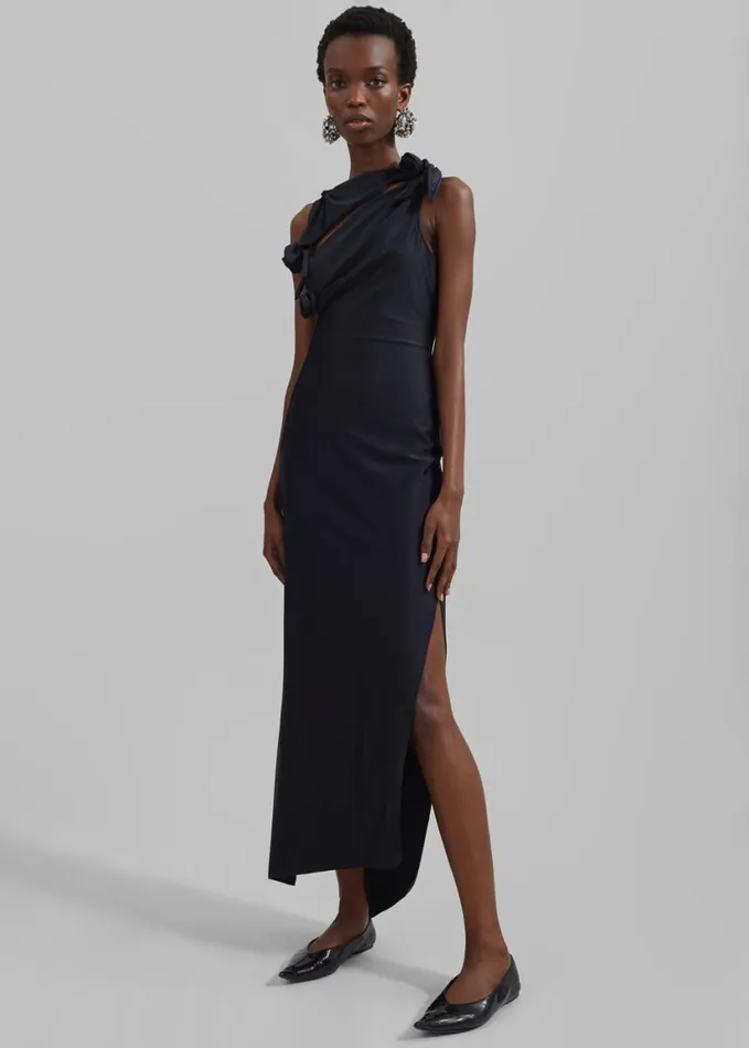 Clothing Women The Frankie Shop Coperni Asymmetric Flower Gown 8211 Black