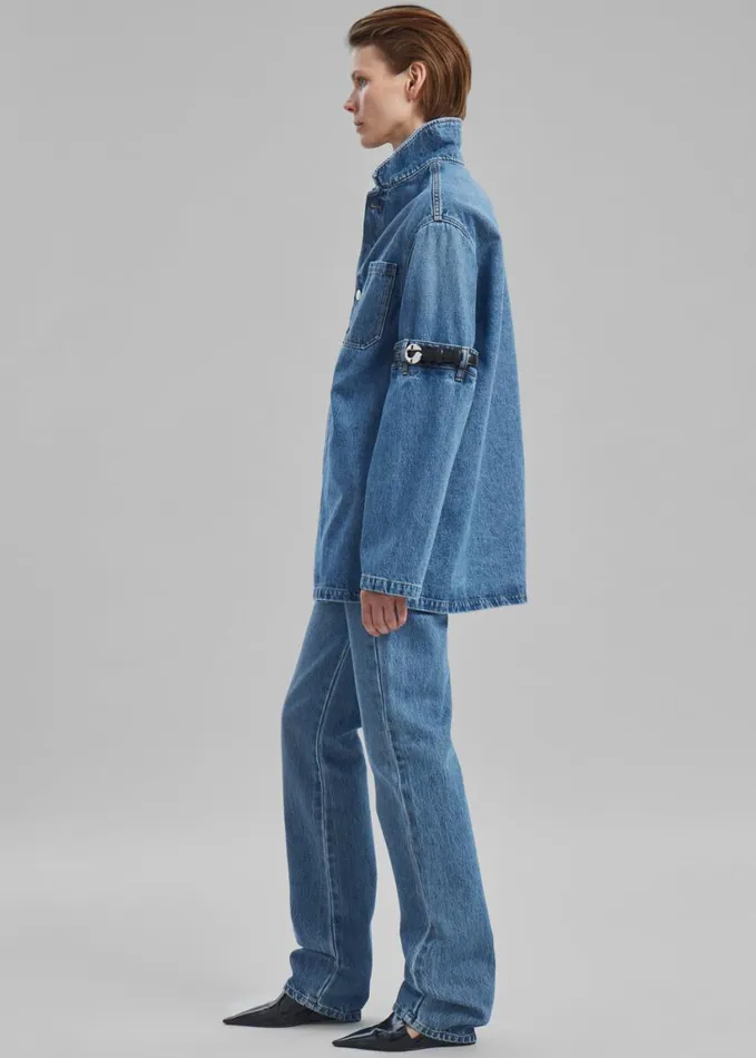 Clothing Women The Frankie Shop Coperni Open Elbow Jacket 8211 Washed Blue