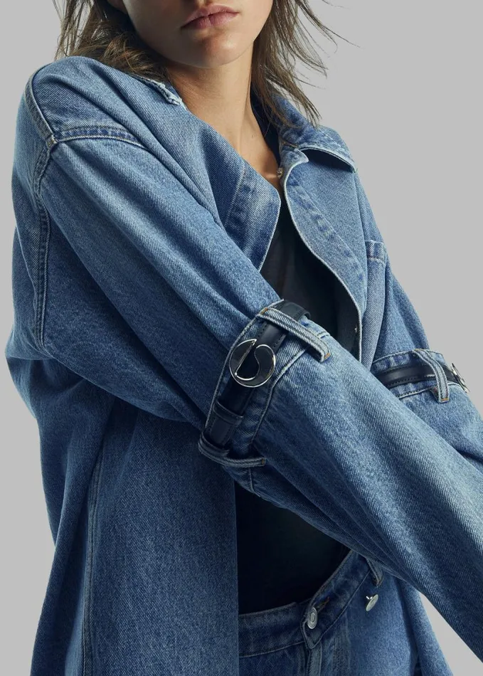 Clothing Women The Frankie Shop Coperni Open Elbow Jacket 8211 Washed Blue