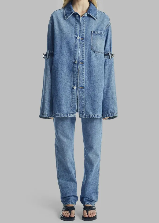 Clothing Women The Frankie Shop Coperni Open Elbow Jacket 8211 Washed Blue