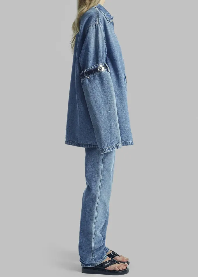 Clothing Women The Frankie Shop Coperni Open Elbow Jacket 8211 Washed Blue