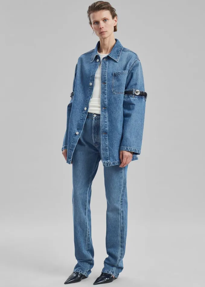 Clothing Women The Frankie Shop Coperni Open Elbow Jacket 8211 Washed Blue