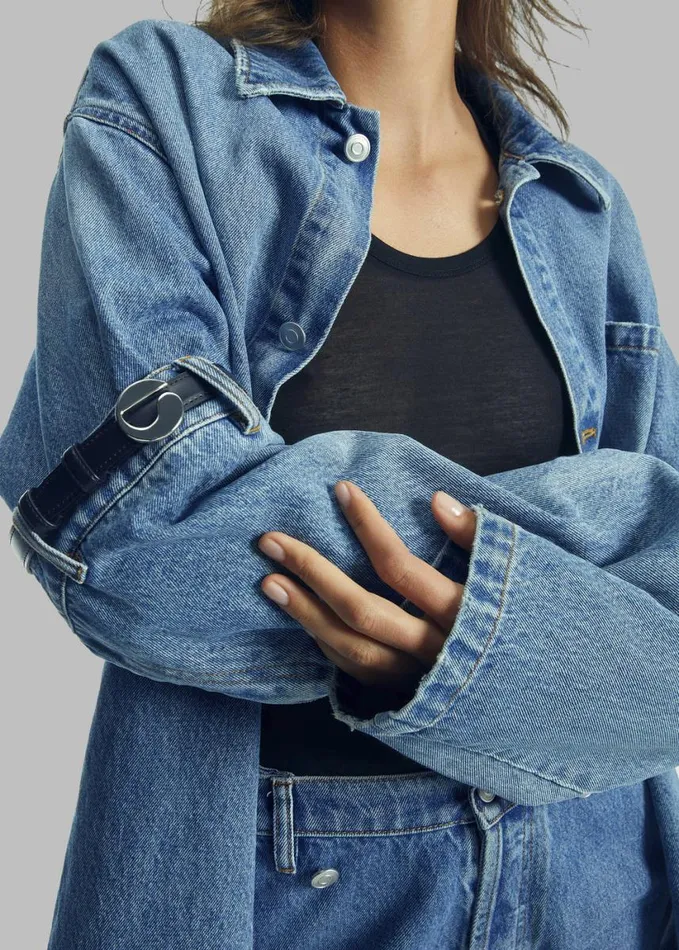 Clothing Women The Frankie Shop Coperni Open Elbow Jacket 8211 Washed Blue