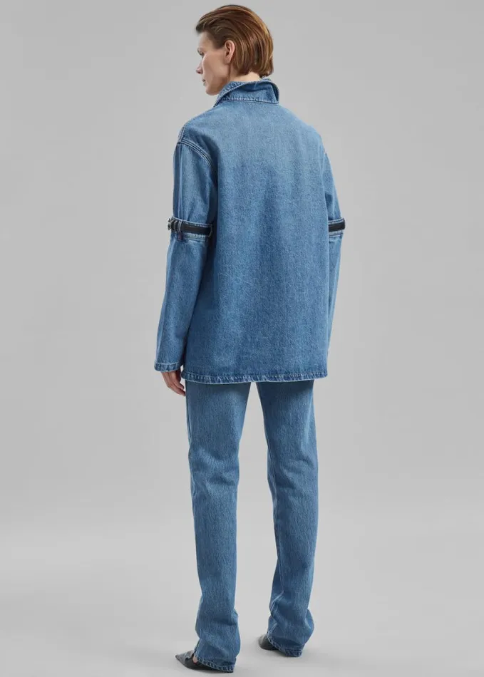 Clothing Women The Frankie Shop Coperni Open Elbow Jacket 8211 Washed Blue