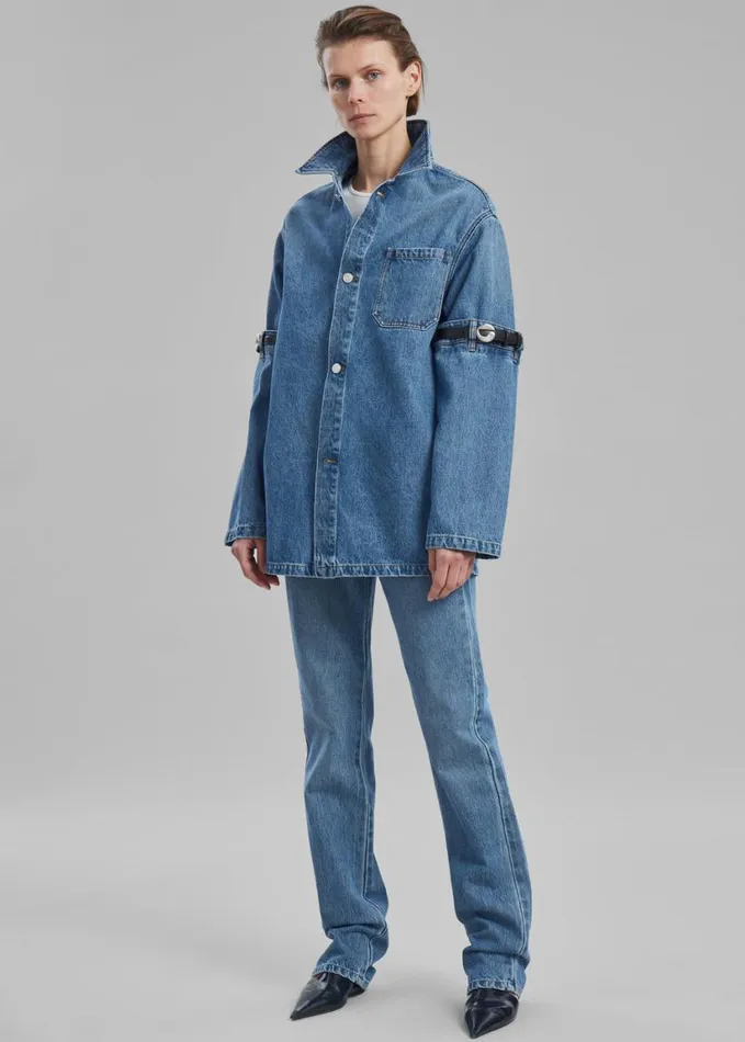 Clothing Women The Frankie Shop Coperni Open Elbow Jacket 8211 Washed Blue