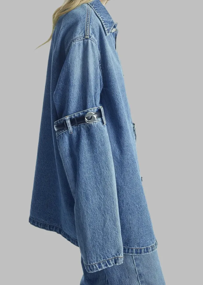 Clothing Women The Frankie Shop Coperni Open Elbow Jacket 8211 Washed Blue