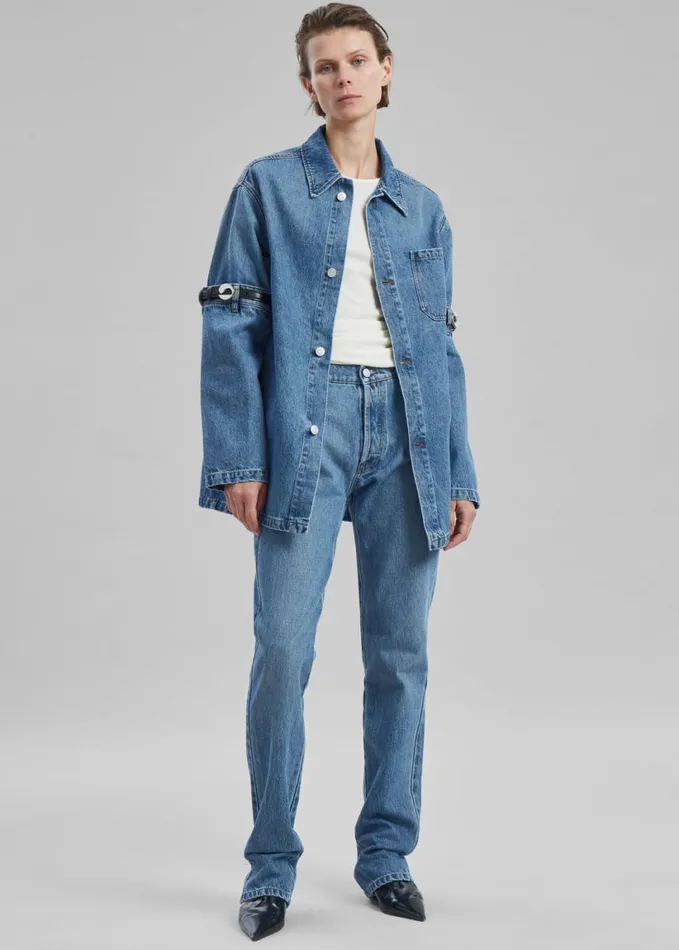 Clothing Women The Frankie Shop Coperni Open Elbow Jacket 8211 Washed Blue