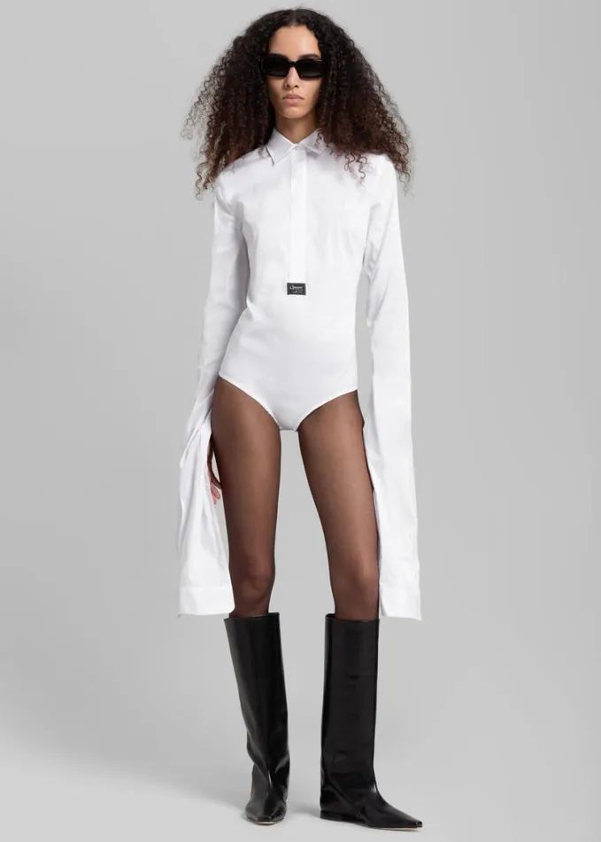 Clothing Women The Frankie Shop Coperni Shirt Bodysuit 8211 White
