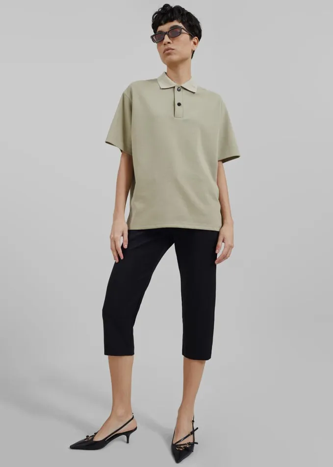 Clothing Women The Frankie Shop Dianne Polo Shirt 8211 Khaki