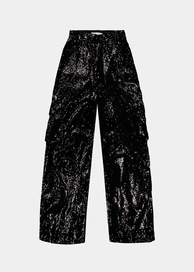 Clothing Women The Frankie Shop Donna Oversized Cargo Pants 8211 Black Sequins