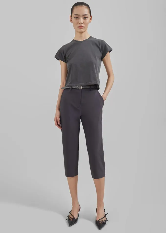 Clothing Women The Frankie Shop Emersyn Capri Pants 8211 Charcoal