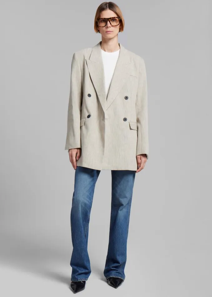 Clothing Women The Frankie Shop Esse Studios Bode Double Blazer 8211 Asha Linen