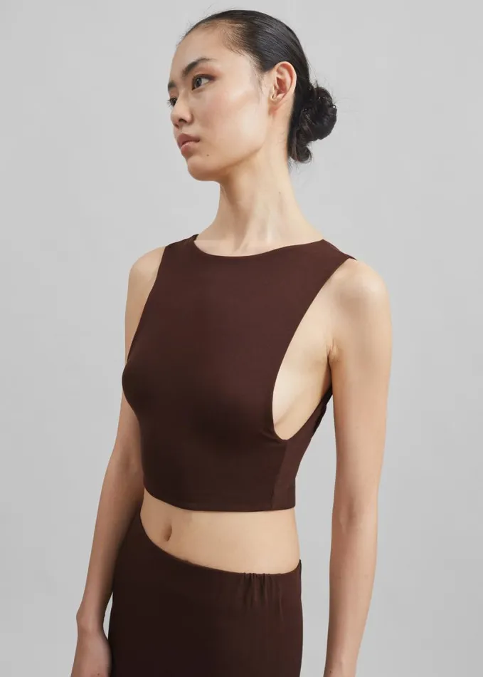 Clothing Women The Frankie Shop Evangeline Cropped Tank 8211 Brown