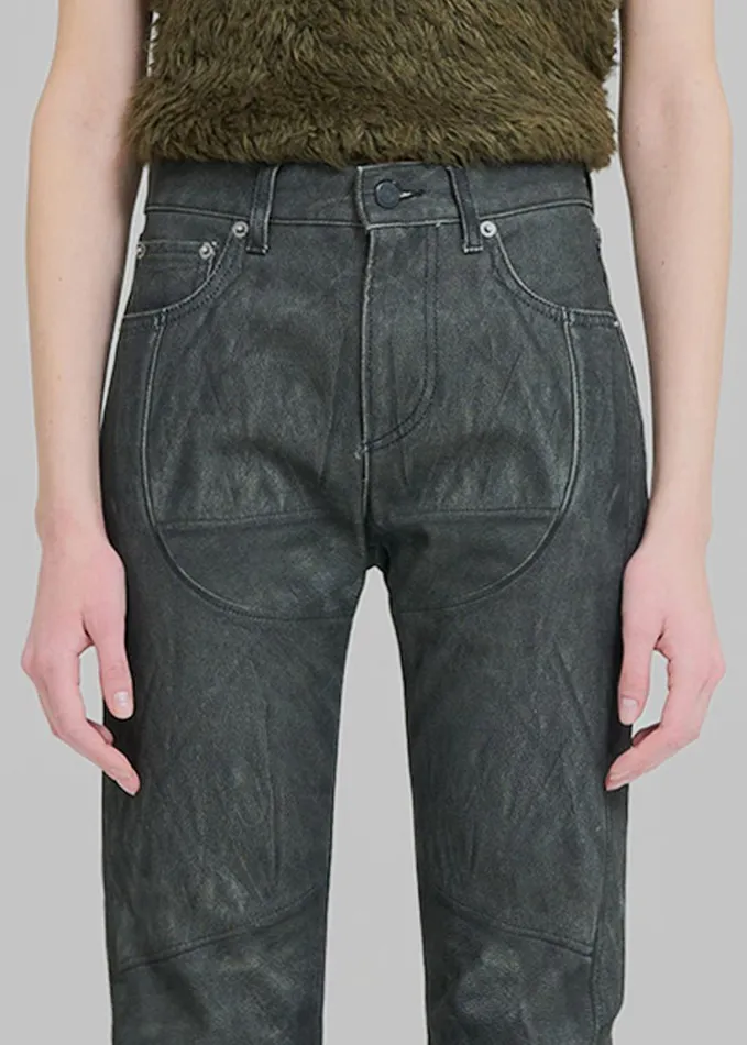 Clothing Women The Frankie Shop Haikure Flora Leather Print Flared Jeans 8211 Black